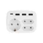 Тройник электрический 16А с/з + 2х2,5А + 3хUSB-A 2,4А + USB Type-C 3А, белый