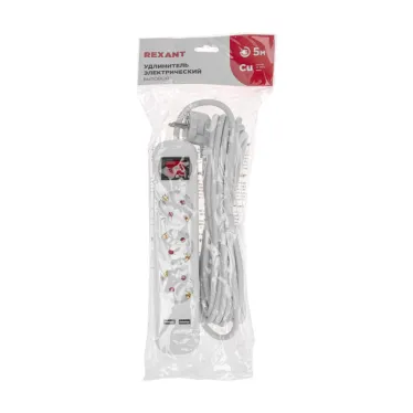 Удлинитель STANDARD 3 гнезда, 5 м, 3х1,0 мм2, с/з, с выключателем, 2 USB, белый