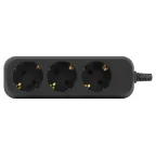 Колодка 3 розетки с зазeмлением черная KX-3e-B