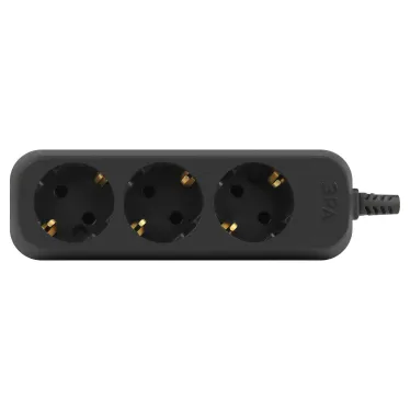 Колодка 3 розетки с зазeмлением черная KX-3e-B