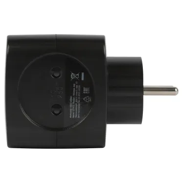 Разветвитель электрический SP-2-USB-B на 2 розетки + 2xUSB 2400mA, без заземл 10А (черный)