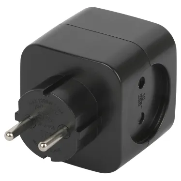 Разветвитель электрический SP-2-USB-B на 2 розетки + 2xUSB 2400mA, без заземл 10А (черный)