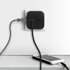 Разветвитель электрический SP-2-USB-B на 2 розетки + 2xUSB 2400mA, без заземл 10А (черный)