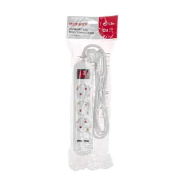 Удлинитель STANDARD 3 гнезда, 1,5 м, 3х1,0 мм2, с/з, с выключателем, 2 USB, белый