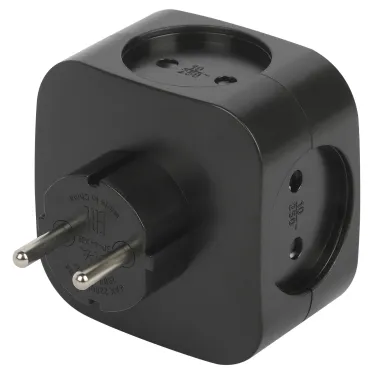Разветвитель электрический SP-4-USB-B на 4 розетки + 2xUSB 2400mA, без заземл 10А (черный)