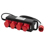 Удлинитель силовой IND380-U-4e-5x4-10m-IP44 на 380В на каучуковой колодке 4 розетки 4xCEE 5P 10м КГ 5х2,5 32A IP44
