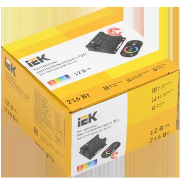 Контроллер с ПДУ радио (черный) RGB 3 канала 12В, 6А, 216Вт IEK