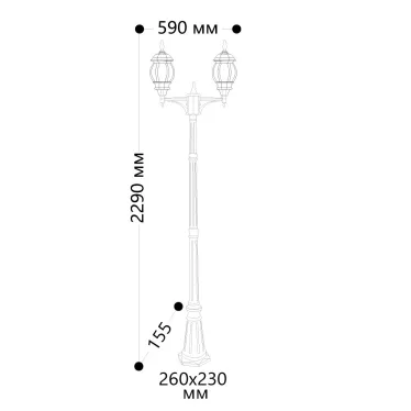 Светильник 8114 2х100W 230V E27 2х(160х160)х2300мм черный