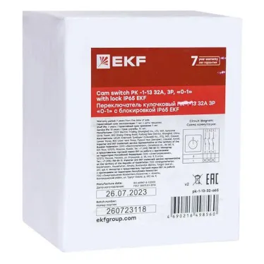 Переключатель кулачковый ПК-1-13 32А 3P 0-1 с блокировкой IP65 EKF PROxima