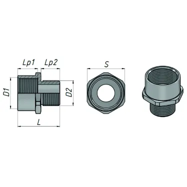 Муфта переходная Ex МПВЛ-G1 1/4-М40 Ех db e II Gb U ГОФРОМАТИК
