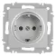 Розетка Intro Accent 6-202-03 2P+E Schuko, 16А-250В, IP20, СУ, алюминий