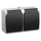                  ФОРС Розетка двойная наружная с заземлением с крышкой IP54
               