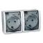 15 Aqua Розетка двойная 2Р+Е Schuko с крышками полупр. IP54 16А 250В винтовой зажим S15A белый