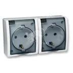 15 Aqua Розетка двойная 2Р+Е Schuko с крышками полупр. IP54 16А 250В винтовой зажим S15A белый