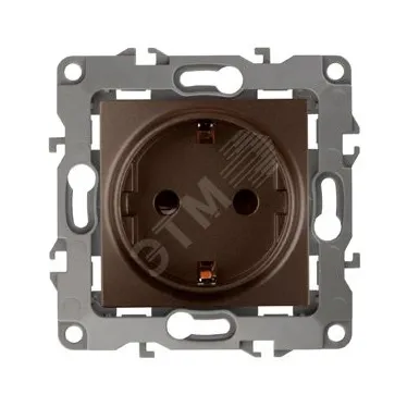 Розетка 2P+E Schuko, 16A-250В, б.л., Эра12, бронза, 12-2001-13