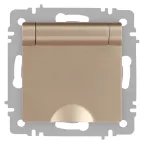Розетка Intro Accent 6-203-04 2P+E Schuko с крышкой, 16А-250В, IP20, СУ, шампань