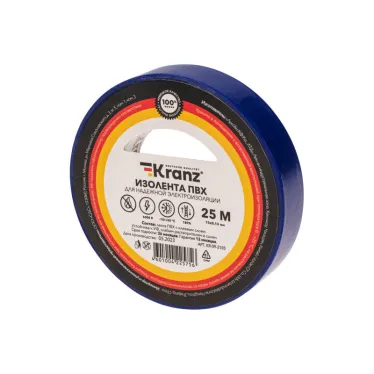 Изолента ПВХ KRANZ 0.13х15 мм, 25 м, синяя