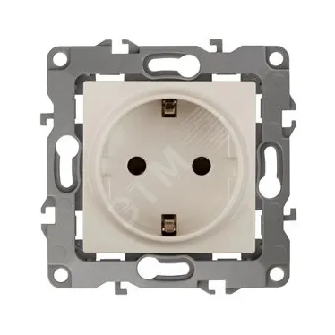Розетка 2P+E Schuko, 16A-250В, б.л., Эра12, слоновая кость, 12-2001-02