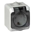                  ЭТЮД Розетка наружная с заземлением со шторками IP44 серая
               