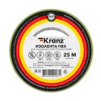 Изолента ПВХ KRANZ 0.13х15 мм, 25 м, желто-зеленая