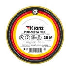 Изолента ПВХ KRANZ 0.13х19 мм, 25 м, желто-зеленая