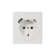 Розетка ROUND одинарная с/з скрытой установки з/ш 16А с USB A+C быстрой зарядки 5В/3А механизм перламутр