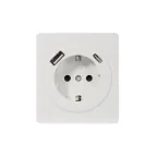 Розетка ROUND одинарная с/з скрытой установки з/ш 16А с USB A+C быстрой зарядки 5В/3А механизм перламутр