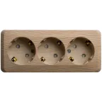                  ЭТЮД Розетка тройная открытой установки с заземлением со шторками 16А 250B,сосна
               