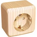                  ЭТЮД Розетка наружная с заземлением со шторками сосна
               