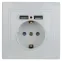 Розетка P+E Schuko со шторками, 16А-250В + 2хUSB 5В-2,1А, IP20, СУ, Plano, белый, 1-410-01