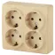 Розетка 4х2P+E Schuko со шторками, 16A-250В, ОУ, Эра Эксперт, сосна, 11-2211-11