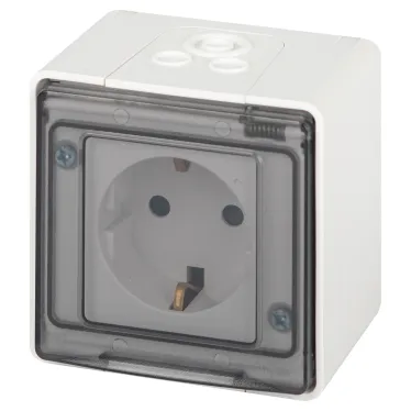 Розетка Эксперт 11-2502-01 2P+E IP55, шторки, 16A-250В, ОУ, белый