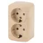 Розетка 2х2P+E Schuko, 16A-250В, ОУ, Polo, сосна, 3-204-11