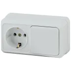                  Блок розетка с выключателем Intro Quadro 2-701-01 горизонтальный 10(16)А-250В, IP20, ОУ, белый
               