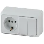                  Блок розетка с выключателем Intro Quadro 2-702-01 двойным горизонтальный 10(16)А-250В, IP20, ОУ, белый
               