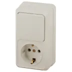 Блок розетка с выключателем Intro Quadro 2-705-02 вертикальный 10(16)А-250В, IP20, ОУ, слоновая кость