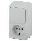 Блок розетка с выключателем Intro Quadro 2-705-01 вертикальный 10(16)А-250В, IP20, ОУ, белый