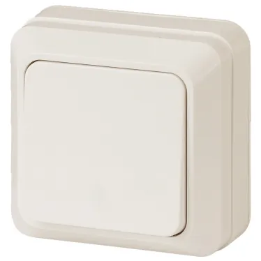 Выключатель Intro Quadro 2-101-02 одноклавишный 10А-250В, IP20, ОУ, слоновая кость