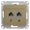 GLOSSA Розетка телефон/компьютер RJ11+RJ45 категория 5е в рамку титан