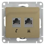 GLOSSA Розетка телефон/компьютер RJ11+RJ45 категория 5е в рамку титан