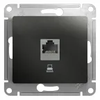                  GLOSSA Розетка компьютерная RJ45 категория 5E антрацит в рамку
               