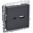 BRITE Розетка USB A+C 18Вт РЮ11-1-БрГ графит