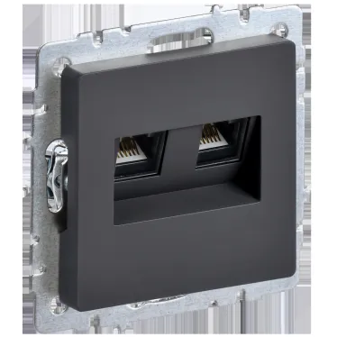 BRITE Розетка компьютерная двойная RJ45 кат.6 РК11-2-БрГ графит IEK