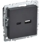 BRITE Розетка USB A+C 18Вт РЮ11-1-БрЧ черный