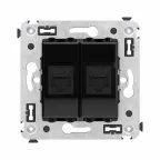 Avanti Компьютерная розетка RJ-45 без шторки в стену, кат.6 двойная Черный квадрат