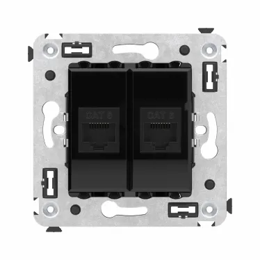 Avanti Компьютерная розетка RJ-45 без шторки в стену, кат.6 двойная Черный квадрат