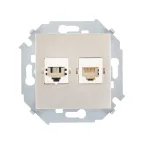 15 Розетка телефонная скрытая RJ11+ компьютерная RJ45 категория 5е Systimax шампань