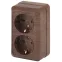 Розетка Intro Quadro 2-204-10 с заземлением двойная 2х2P+E Schuko, 16А-250В, IP20, ОУ, венге