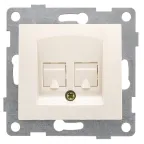                  Розетка компьютерная RJ45 Bravo, механизм, двойной, бежевый
               