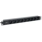                  Блок розеток PDU TERACOM PRO 19' 1U 10А/250В 9 роз. Schuko шнур 2 м 3x1.5 мм2 вилка C14 корпус алюминий черный
               